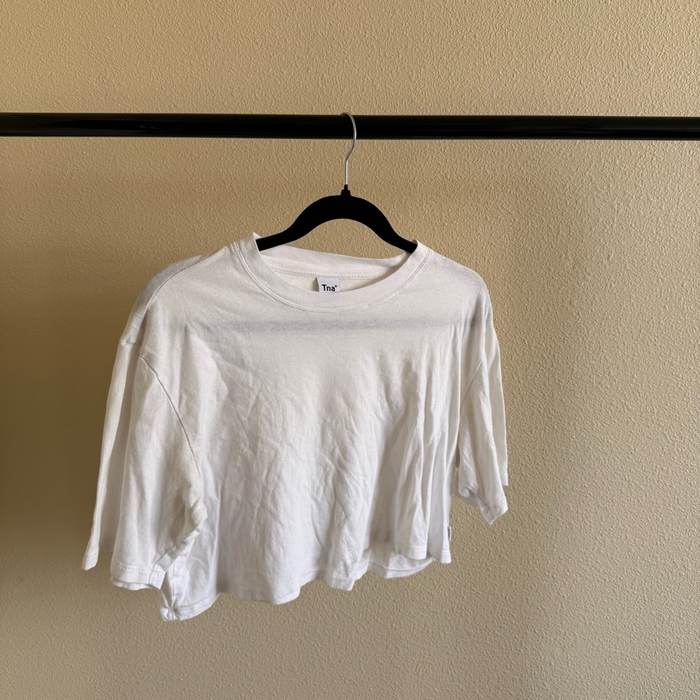 TNA White Cropped T-Shirt